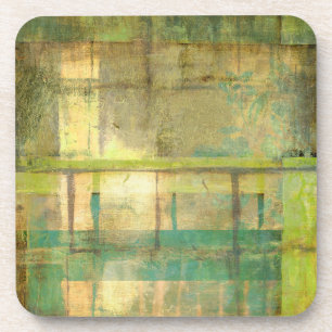 Dessous-de-verre Peinture Abstraite dorée turquoise et verte