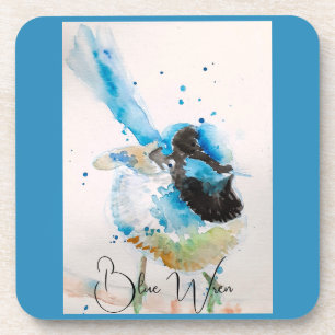 Dessous-de-verre Peinture aquarelle Troglodyte bleu Oiseaux austral