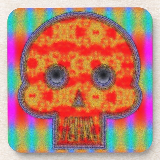 Dessous-de-verre Peinture de crâne de robot coloré (Devant)