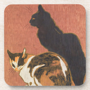 Dessous-de-verre Peinture de deux chats vintages Steinlen