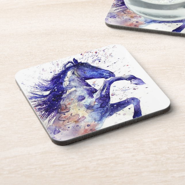 Dessous-de-verre Peinture de giclure de cheval artistique aquarelle (Côté gauche)