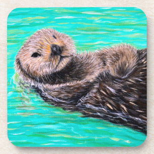 Dessous-de-verre Peinture de loutre de mer duveteuse