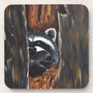 Dessous-de-verre Peinture de Maman et Bébé Raton Laveur