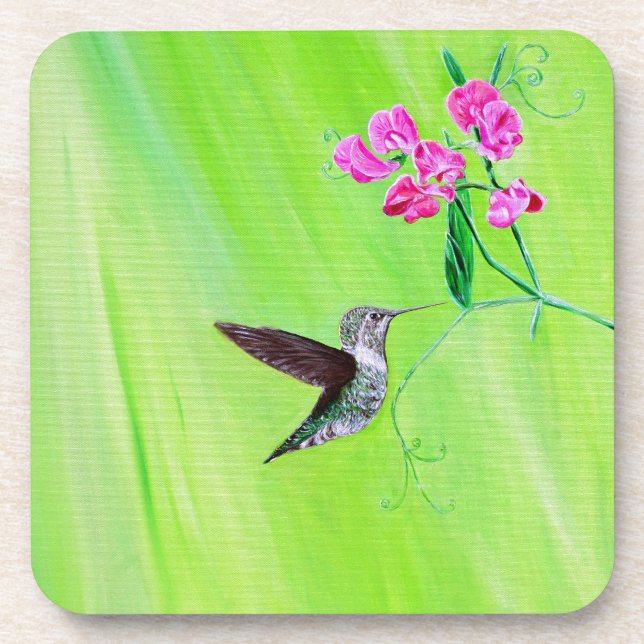 Dessous-de-verre Peinture des colibris et des petits pois (Devant)