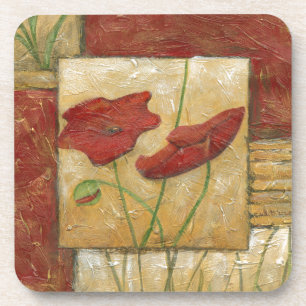 Dessous-de-verre Peinture florale avec les courses évidentes de