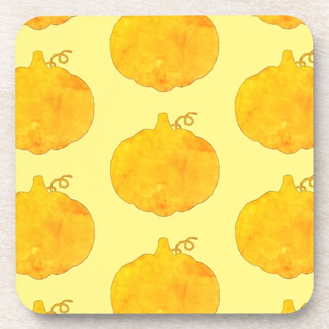 Dessous-de-verre Peinture Motif citrouille aquarelle (Devant)