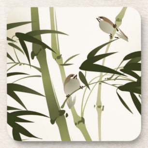 Dessous-de-verre Peinture orientale de style, branches en bambou