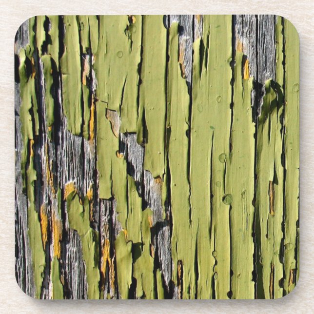 Dessous-de-verre Peinture verte Peinture sur bois de grange Patiné (Devant)