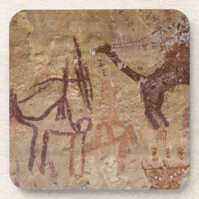 Dessous-de-verre Peintures rupestres préhistoriques avec chameaux e (Devant)