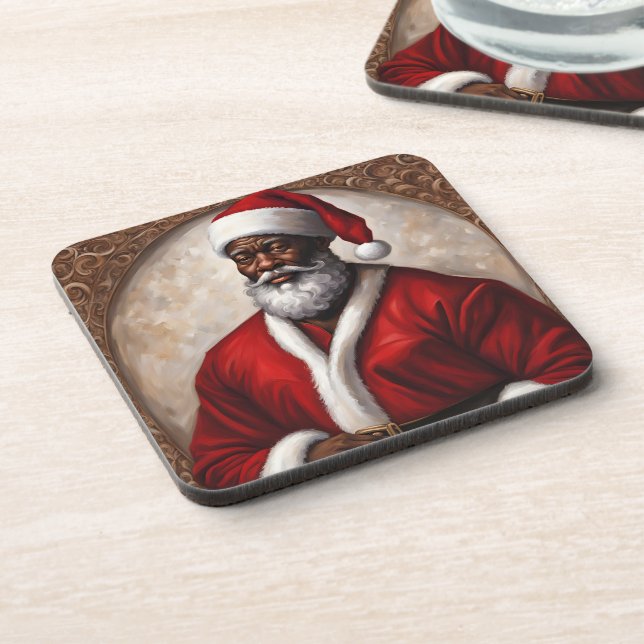 Dessous de verre Père Noël afro-américains (Côté gauche)