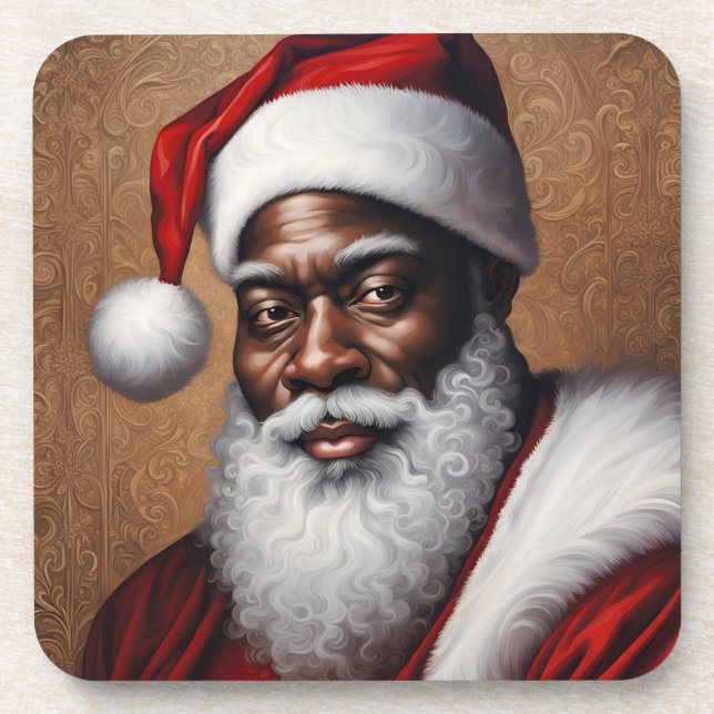 Dessous de verre Père Noël afro-américains avec do (Devant)