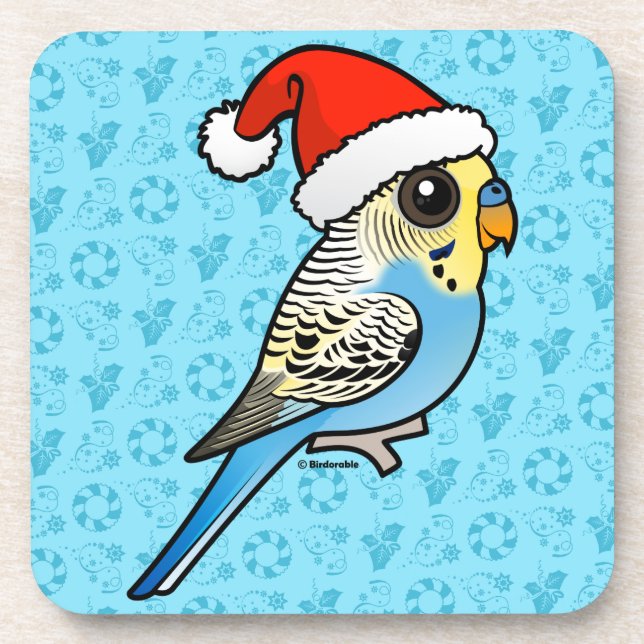 Dessous-de-verre Père Noël bleu et jaune Budgie (Devant)