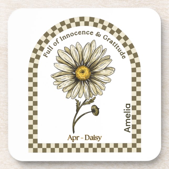 Dessous-de-verre Personalized April Birth Month Flower Coaster (Devant)