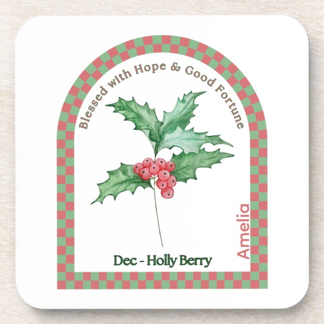 Dessous-de-verre Personalized December Birth Month Flower Coaster (Devant)