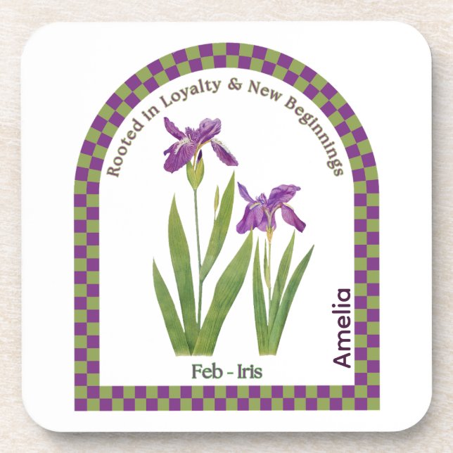 Dessous-de-verre Personalized February Birth Month Flower Coaster (Devant)