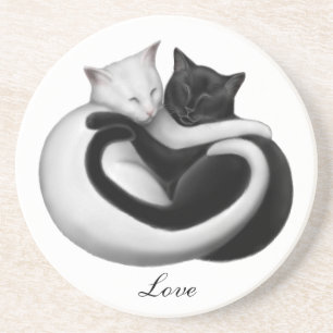 Dessous de verre personnalisables de chats d'amour