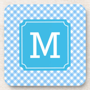 Dessous-de-verre Personnaliser élégant bébé bleu En vichy monogramm