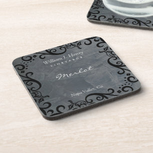 Dessous-de-verre Personnaliser Slate et Black Scroll Wine
