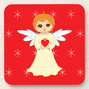 Dessous-de-verre Petit ange mignon en rouge