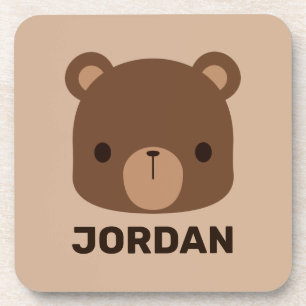 Dessous-de-verre Petit ours Brown mignon avec nom personnalisé