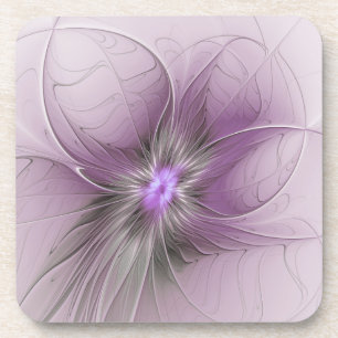 Dessous-de-verre Petite Beauté Moderne Fleur d'Art Fractal Gris Mau