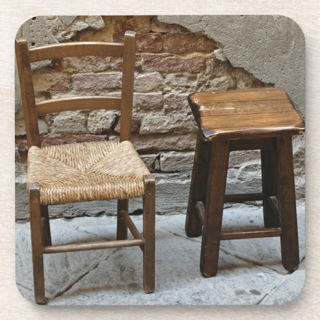 Dessous-de-verre Petite chaise et tabouret, Pienza, Italie (Devant)