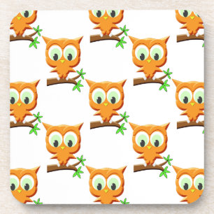 Dessous-de-verre Petite Chouette en dessin sur Motif de branche
