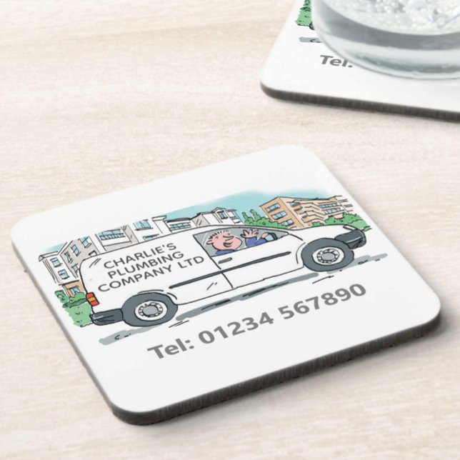 Dessous-de-verre Petite entreprise avec nom sur la société Van (Créateur téléchargé)