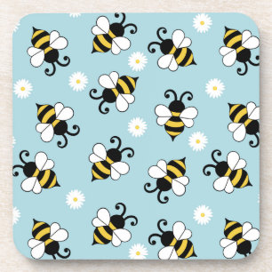 Dessous-de-verre Petites abeilles mignonnes et fleurs marguerites m