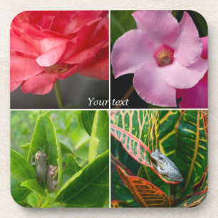 Dessous-de-verre Petites grenouilles tropicales en fleurs et en feu