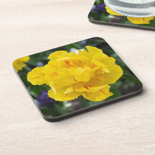 Dessous-de-verre Petites tulipes jaunes dans le jardin (Côté gauche)