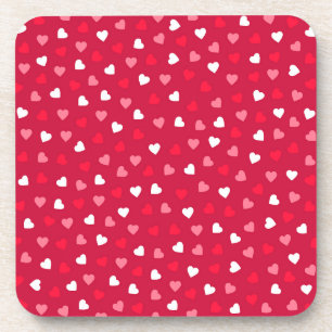 Dessous-de-verre Petits Coeurs Valentin en Rouge Blanc Rose