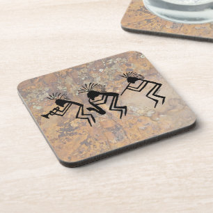 Dessous-de-verre Petroglyphe Kokopelli Horn and Flute Player