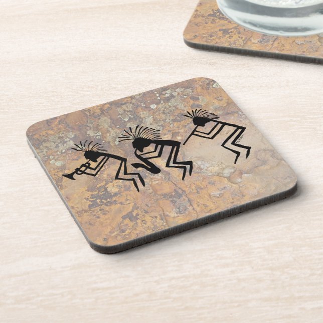 Dessous-de-verre Petroglyphe Kokopelli Horn and Flute Player (Côté gauche)