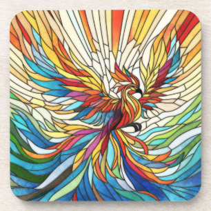Dessous-de-verre Phoenix Rising - mosaïque colorée art