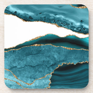 Dessous-de-verre Pierre Bleue turquoise Or Pierre Métallique