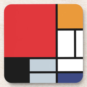 Dessous-de-verre Piet Mondrian - Composition avec un grand plan rou