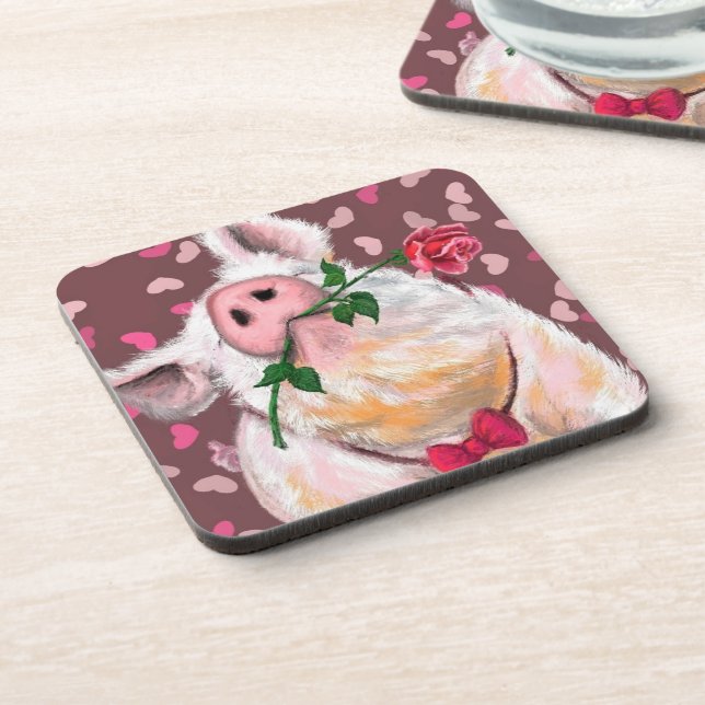 Dessous-de-verre Pig de Gentleman - Romantique - Drôle - (Côté gauche)