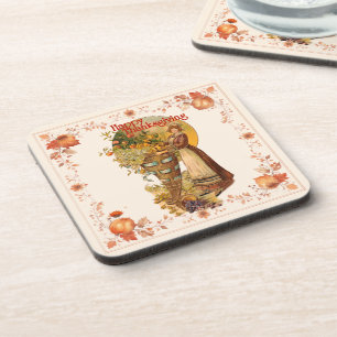 Dessous-de-verre Pilgrim Girl Thanksgiving