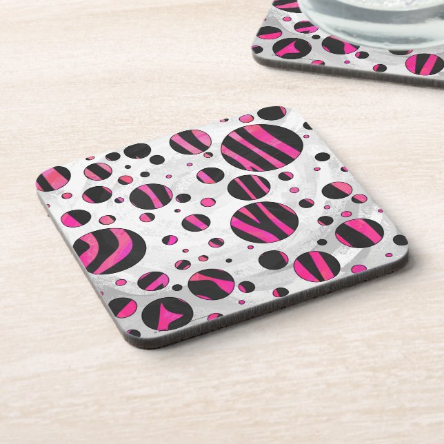 Dessous-de-verre Piloka Dot Zebra noir et rose chaud (Côté gauche)