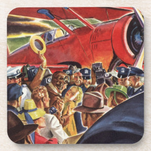 Dessous-de-verre Pilote d'avion à une seule hélice vintage avec Pap