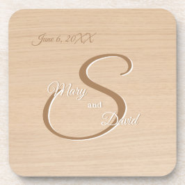 Dessous-de-verre Pin clair Mariage papier Beverage Coaster