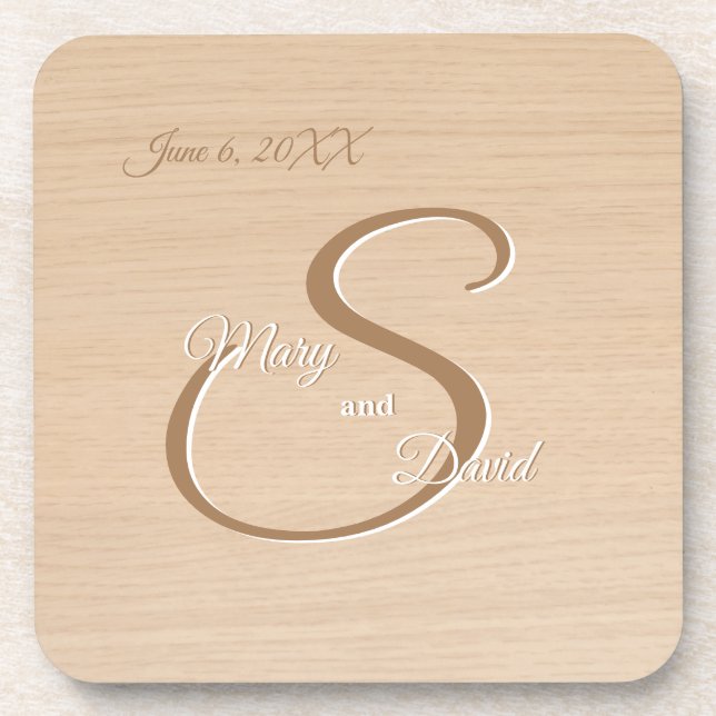 Dessous-de-verre Pin clair Mariage papier Beverage Coaster (Devant)