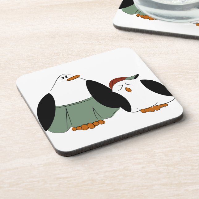 Dessous-de-verre Pingouins en caricature mignons (Côté gauche)