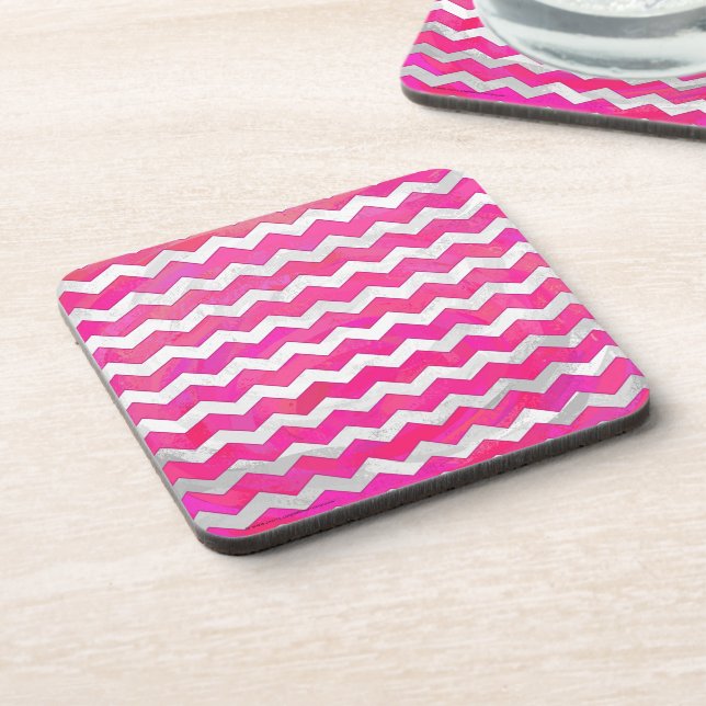Dessous-de-verre Pink Passion Chevron Motif (Côté gauche)