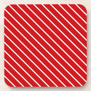 Dessous-de-verre Pinstripes diagonales - rouge profond et blanc