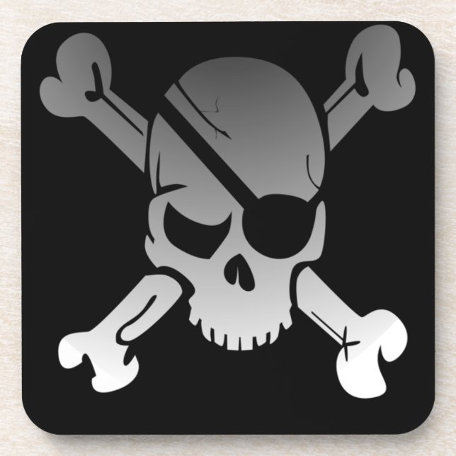 Dessous-de-verre Pirate crâne et os croisés (Devant)