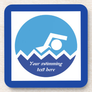 Dessous-de-verre Pismming venin, swimmer on blue circle custom