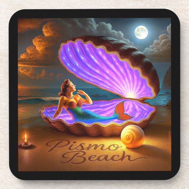 DESSOUS-DE-VERRE PISMO BEACH MERMAID. SÉRIE 1 NUMÉRO 2. (Devant)