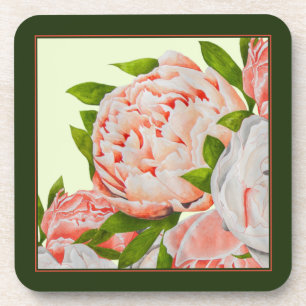 Dessous-de-verre Pivoines assorties sur un set de sous-verres